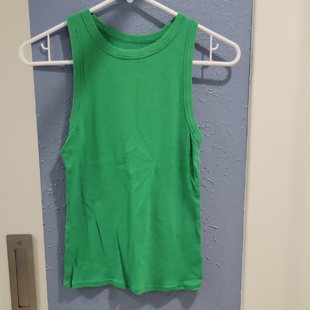 A New Day Green Fitted Sleeveless Tank Top